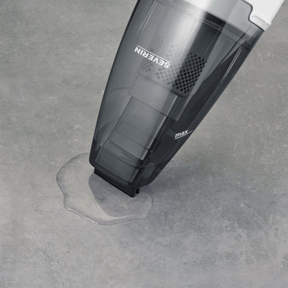 SEVERIN Handstaubsauger HV 7146 0,65l inkl. Wandhalterung mit Ladestation, Turbobürste, Fugendüse mit aufsteckbarem Möbel- oder Gummiaufsatz 1,1kg weiß-grau/rot