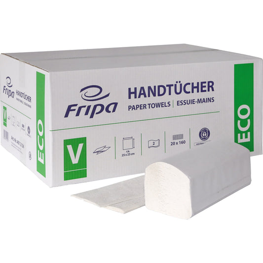 Fripa Papierhandtücher ECO 25 x 23 cm (B x L) Papier, 100 % recycelt weiß 20 x 160 Bl./Pack.