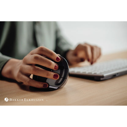 BakkerElkhuizen Optische PC Maus Evoluent D Wireless Rechtshänder ergonomisch USB Batterie schwarz/dunkelgrau/silber