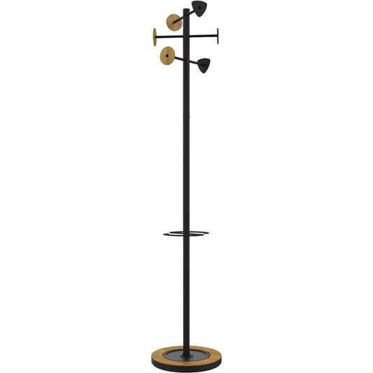 UNILUX Garderobenständer BORA BAMBOO 34 x 178 cm (Ø x H) Stahl, epoxidbeschichtet/Bambus schwarz/bambus
