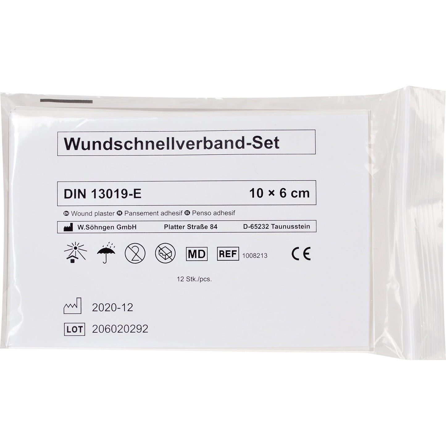 SÖHNGEN® Verband 10 x 6 cm (B x L) Viscose/Polyesterfiber/Polyethylenfilm 12 St./Pack.