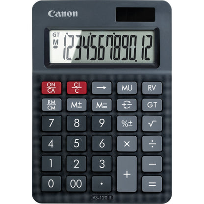 Canon Tischrechner AS-120 II 100 x 29 x 144 mm (B x H x T) Batterie, Solar-Energie dunkelgrau