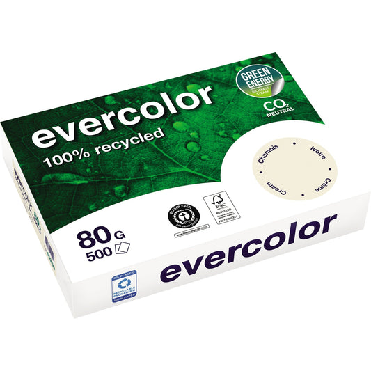 Clairefontaine Kopierpapier evercolor DIN A4 80g/m² 100 % Altpapier chamois 500 Bl./Pack.