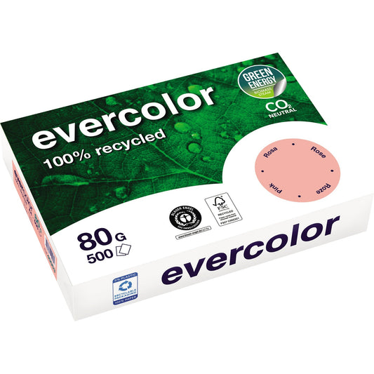 Clairefontaine Kopierpapier evercolor DIN A4 80g/m² 100 % Altpapier rosa 500 Bl./Pack.