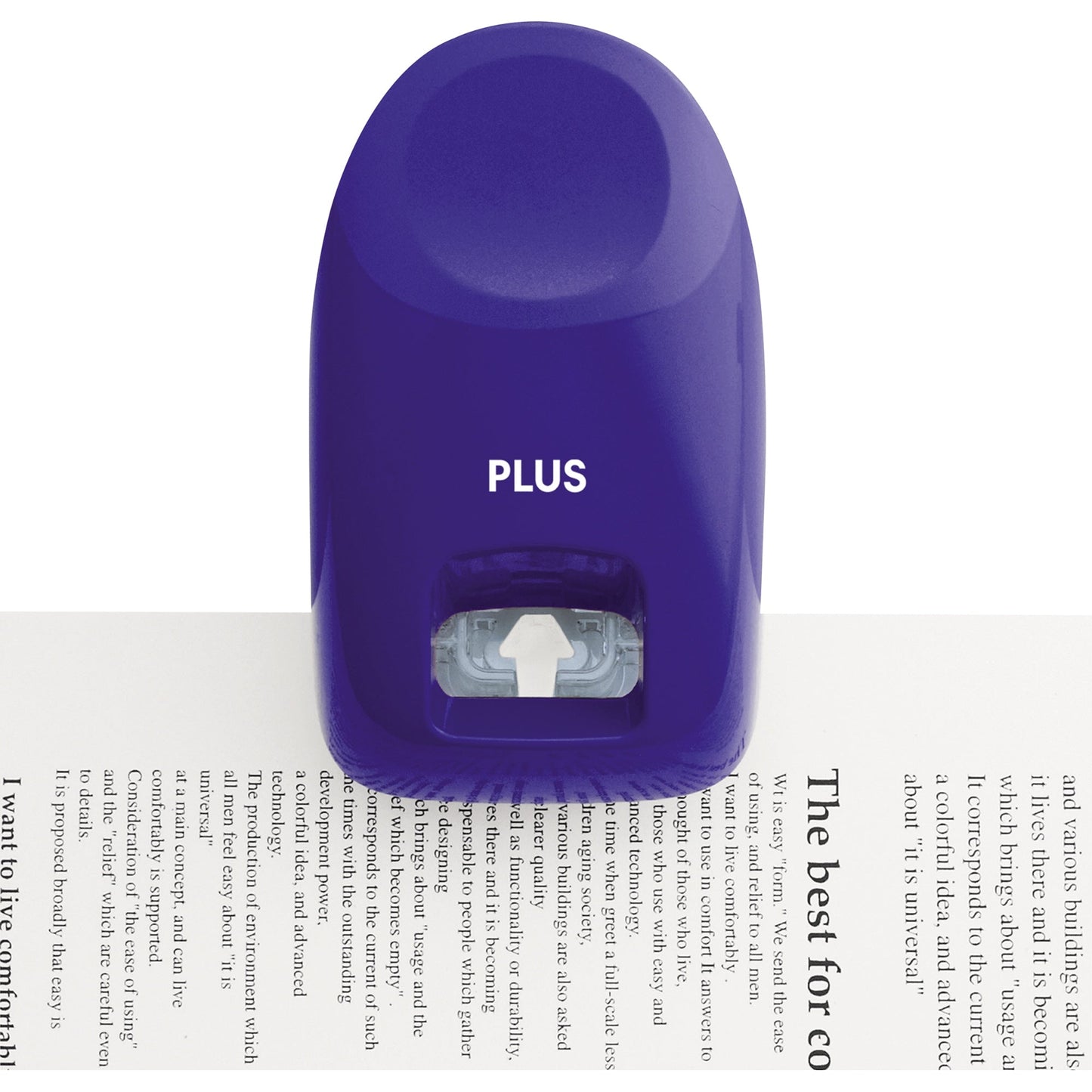 PLUS Japan Heftgerät klammerlos 10 Bl. (80 g/m²) Stahl/Kunststoff blau