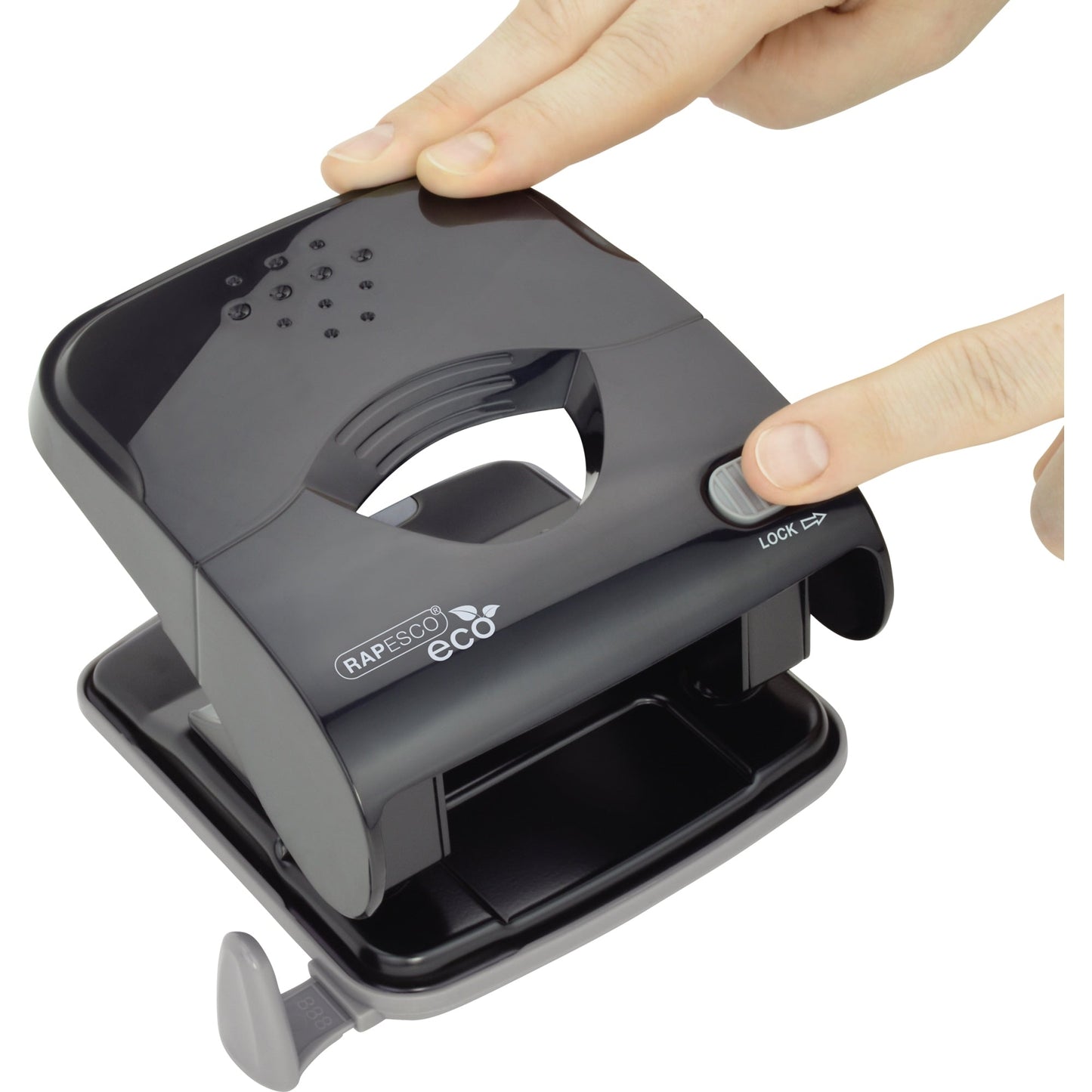 RAPESCO Locher ECO X5-30ps 8cm 30 Bl. (80 g/m²) mit Anschlagschiene schwarz