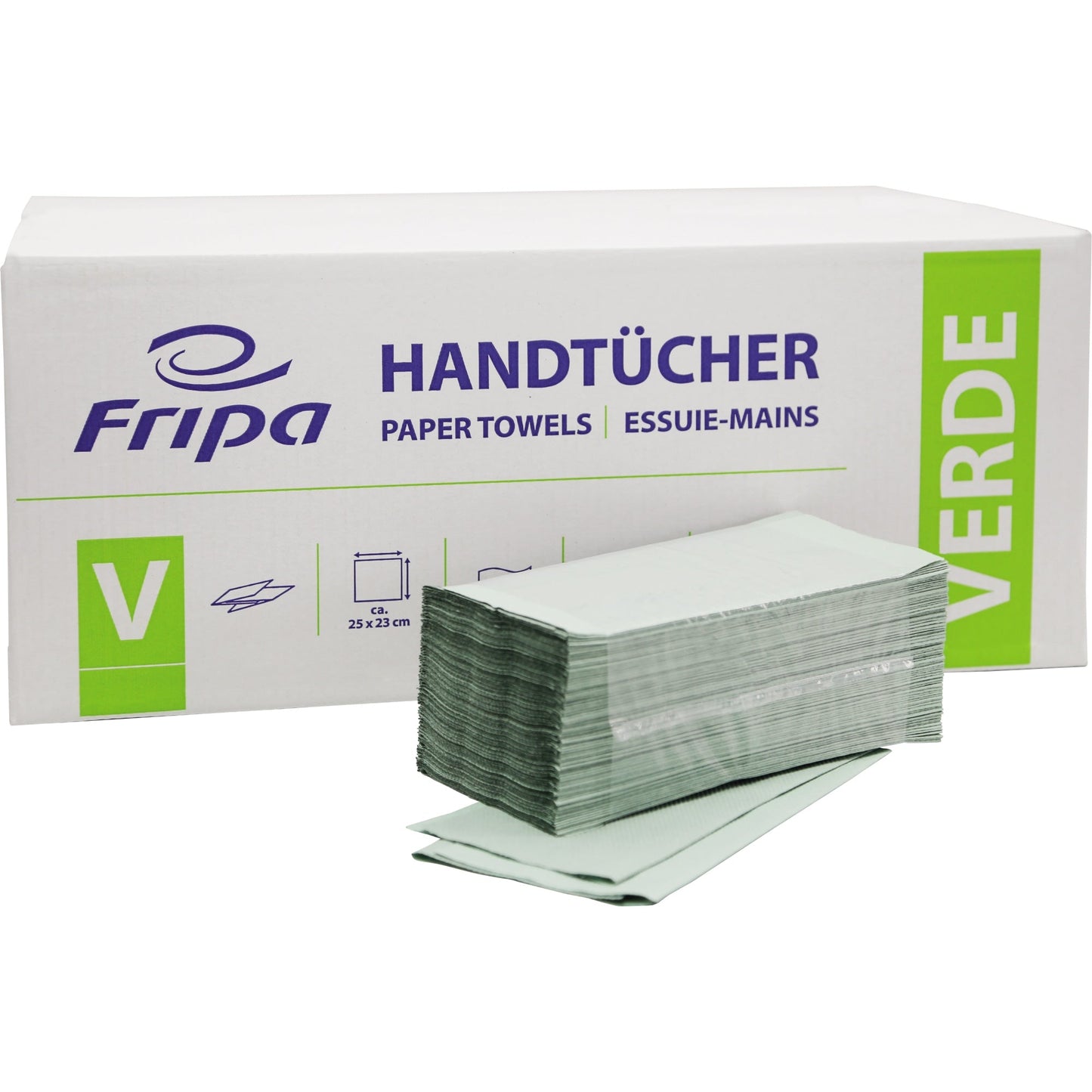 Fripa Papierhandtücher Verde 25 x 23 cm (B x L) Papier, 100 % recycelt grün 20 x 250 Bl./Pack.