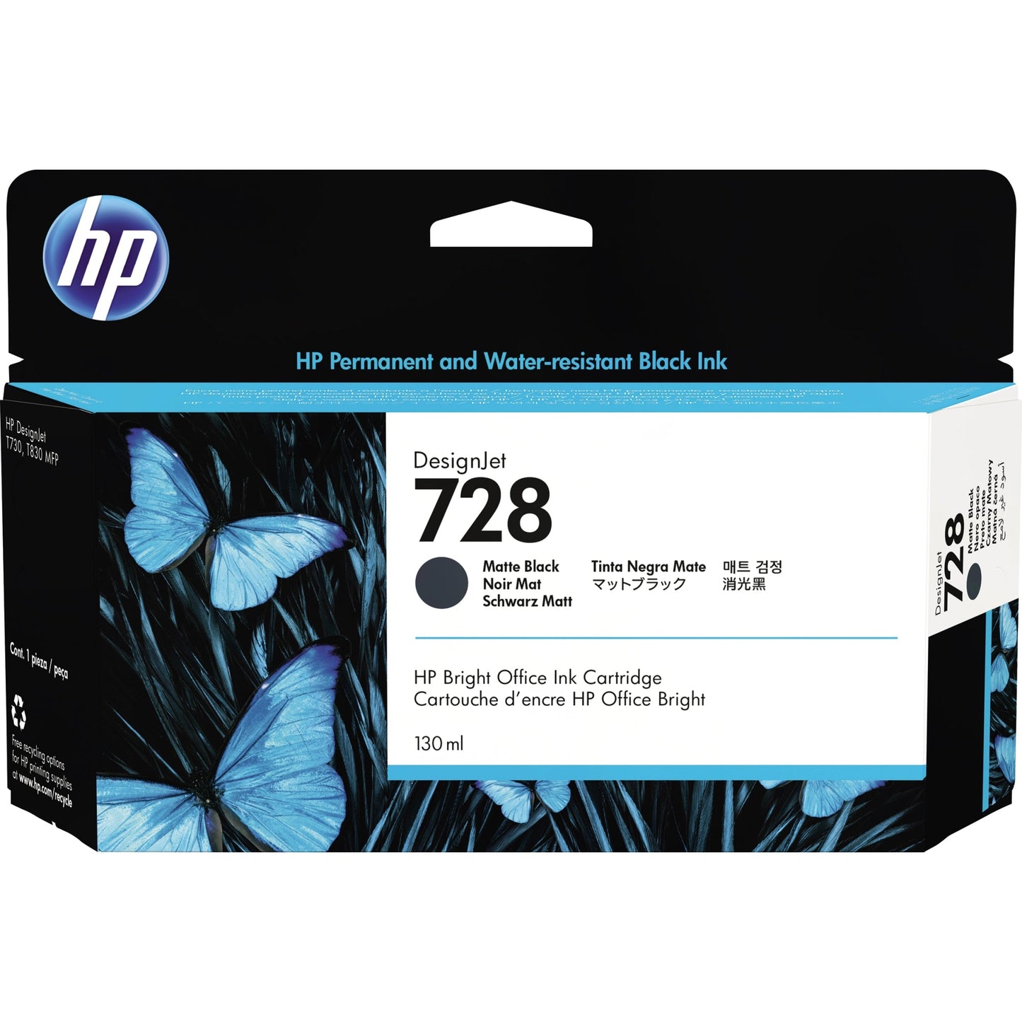 HP Tintenpatrone Originalzubehör 728 schwarz matt 130ml