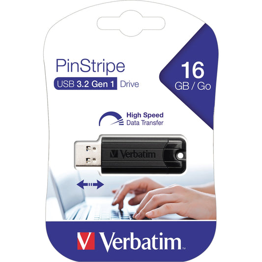 Verbatim USB-Stick PinStripe USB 3.2 Gen 1 16Gbyte schwarz