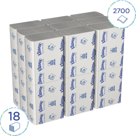 Kleenex® Papierhandtücher ULTRAT 24,1 x 19,1 cm (B x L) AirflexT weiß 18 x 150 Bl./Pack.