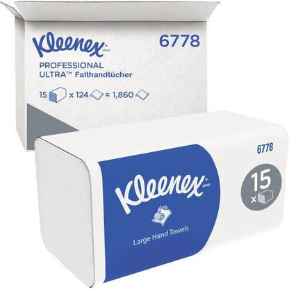 Kleenex® Papierhandtücher UltraT 31,8 x 21,5 cm (B x L) AirflexT weiß 15 x 124 Bl./Pack.
