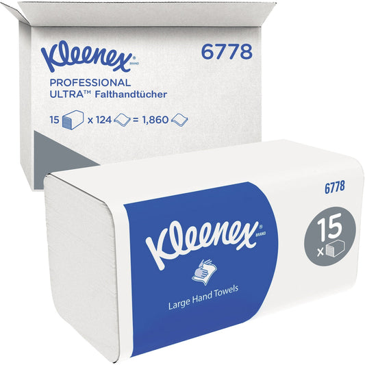 Kleenex® Papierhandtücher UltraT 31,8 x 21,5 cm (B x L) AirflexT weiß 15 x 124 Bl./Pack.