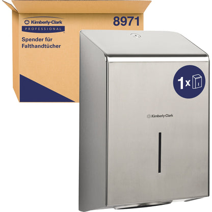 KIMBERLY-CLARK PROFESSIONAL Handtuchspender Kleenex® Papierhandtücher 6764, 6771, 6772, 6773, 6777, 6778, 6789, Scott® Papierhandtücher 6633, 6663, 6664, 6669, 6677, 6682, 6689 23,7 x 34,9 x 11,8 cm (B x H x T) Edelstahl silber