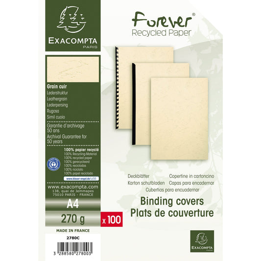 Exacompta Einbanddeckel EVERCOVER DIN A4 270g/m² Karton, 100 % recycelt elfenbein 100 St./Pack.