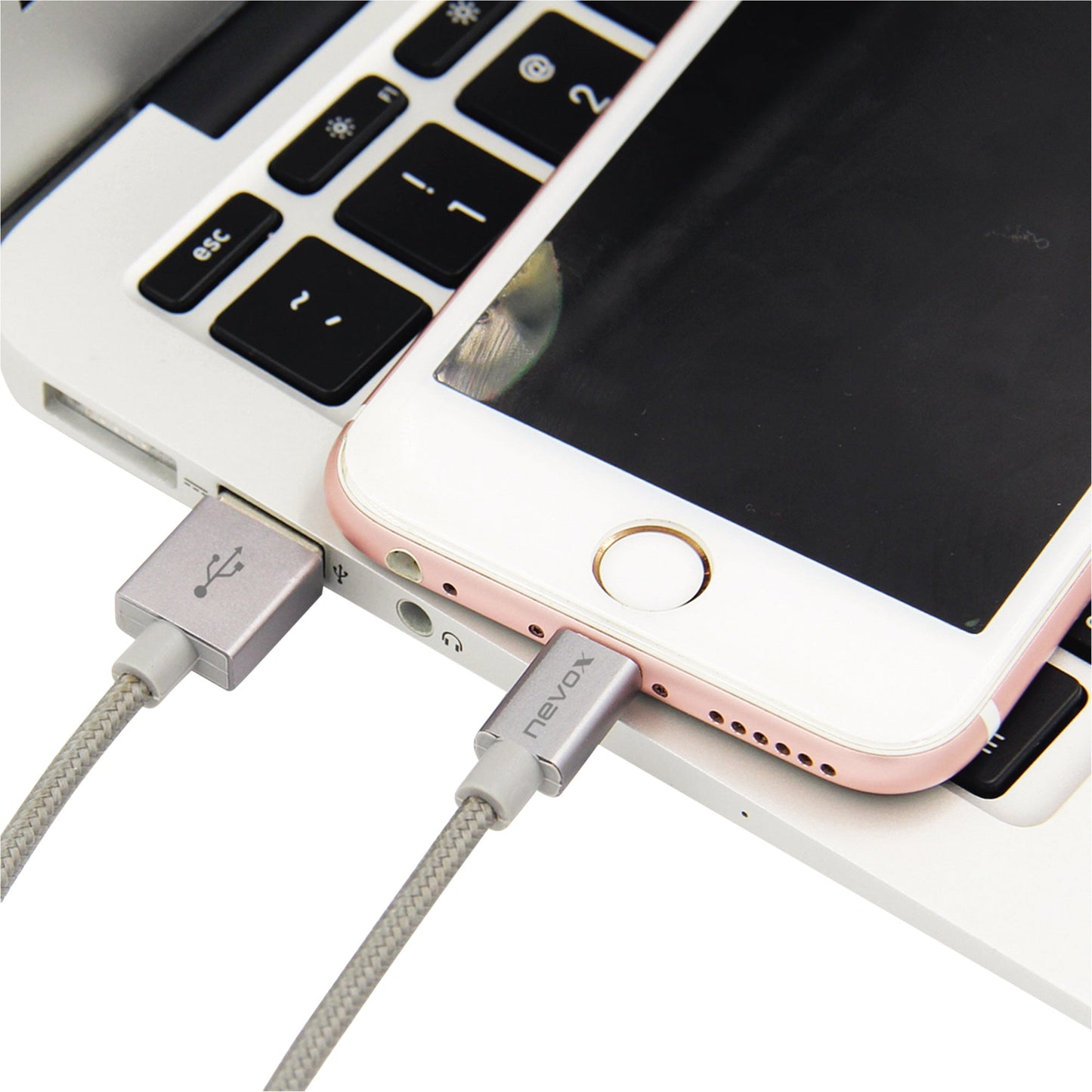 nevox USB-Kabel 2m silbergrau