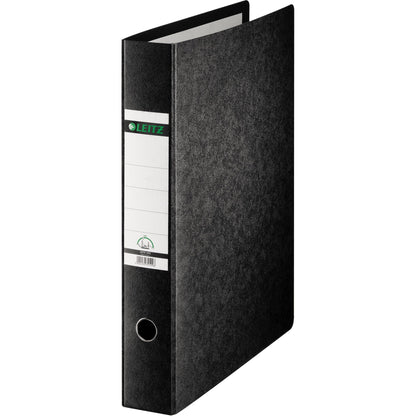 Leitz Ordner 80mm DIN A3 Rückenschild: geklebt ohne Schlitze Werkstoff: Hartpappe, recycelt Material außen: Papier Material innen: Papier schwarz