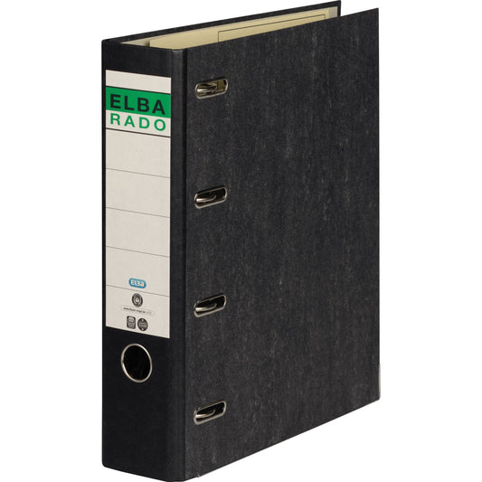 ELBA Doppelordner 75mm 2 x DIN A5 quer Rückenschild: geklebt Hebelmechanik Spezialpappe Wolkenmarmor schwarz