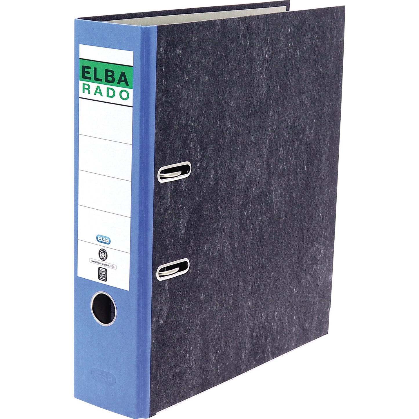 ELBA Ordner rado 80mm DIN A4 Rückenschild: geklebt mit Schlitzen Werkstoff: Pappe Material außen: Papier Material innen: Papier blau