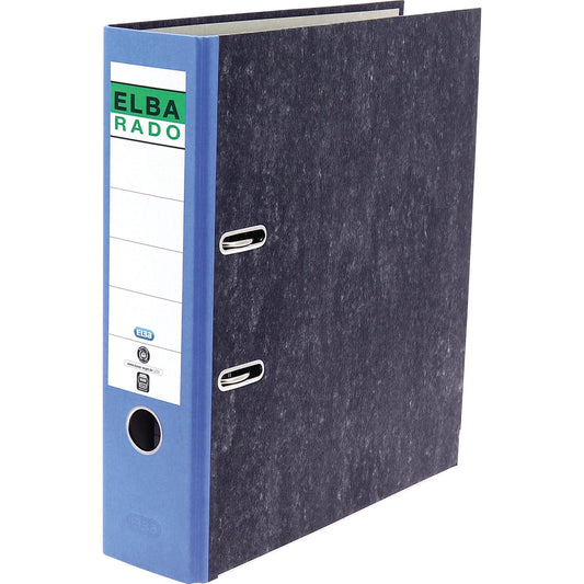 ELBA Ordner rado 80mm DIN A4 Rückenschild: geklebt mit Schlitzen Werkstoff: Pappe Material außen: Papier Material innen: Papier blau