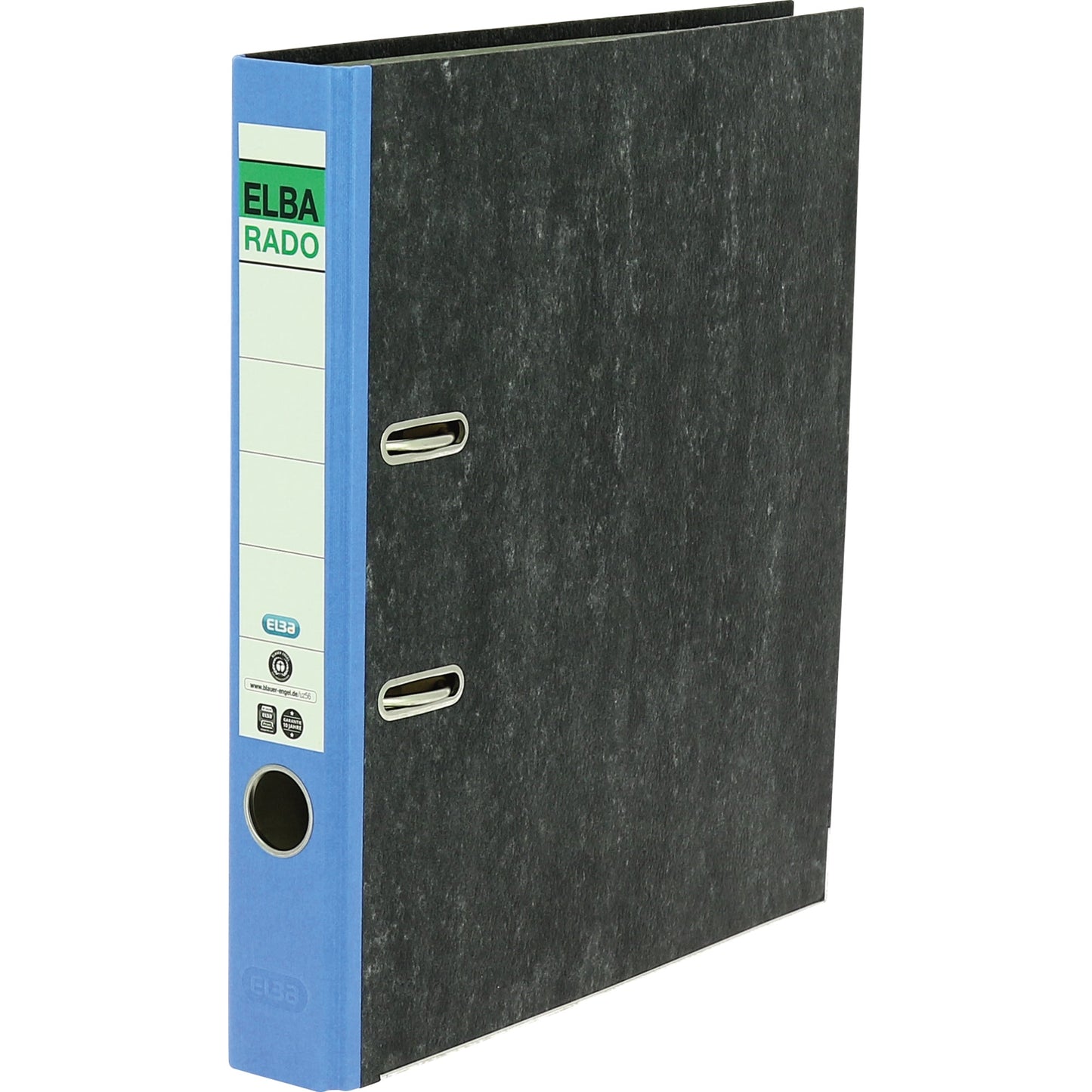 ELBA Ordner rado 50mm DIN A4 Rückenschild: geklebt mit Schlitzen Werkstoff: Pappe Material außen: Papier Material innen: Papier blau