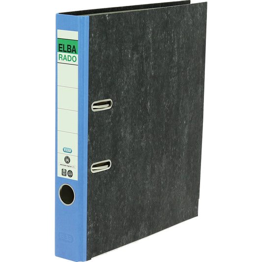 ELBA Ordner rado 50mm DIN A4 Rückenschild: geklebt mit Schlitzen Werkstoff: Pappe Material außen: Papier Material innen: Papier blau