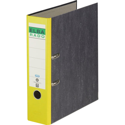 ELBA Ordner rado 80mm DIN A4 Rückenschild: geklebt mit Schlitzen Werkstoff: Pappe Material außen: Papier Material innen: Papier gelb