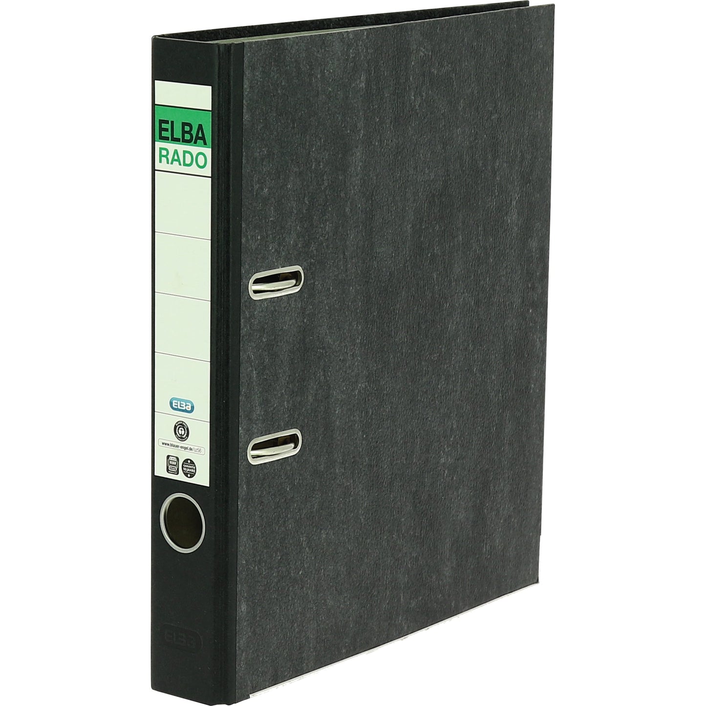 ELBA Ordner rado 50mm DIN A4 Rückenschild: geklebt mit Schlitzen Werkstoff: Pappe Material außen: Papier Material innen: Papier schwarz