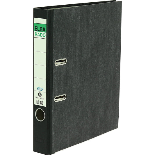 ELBA Ordner rado 50mm DIN A4 Rückenschild: geklebt mit Schlitzen Werkstoff: Pappe Material außen: Papier Material innen: Papier schwarz