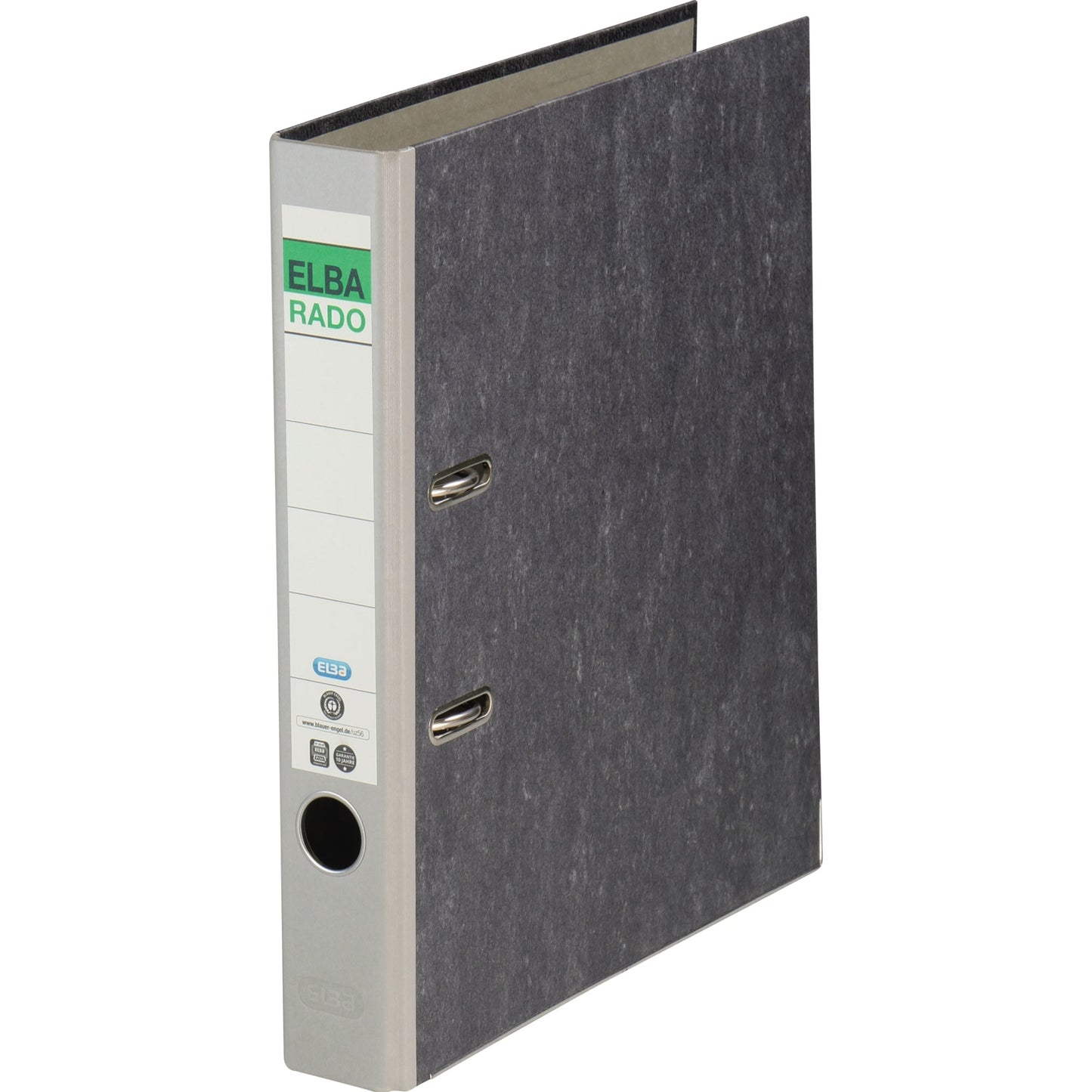 ELBA Ordner rado 50mm DIN A4 Rückenschild: geklebt mit Schlitzen Werkstoff: Pappe Material außen: Papier Material innen: Papier grau