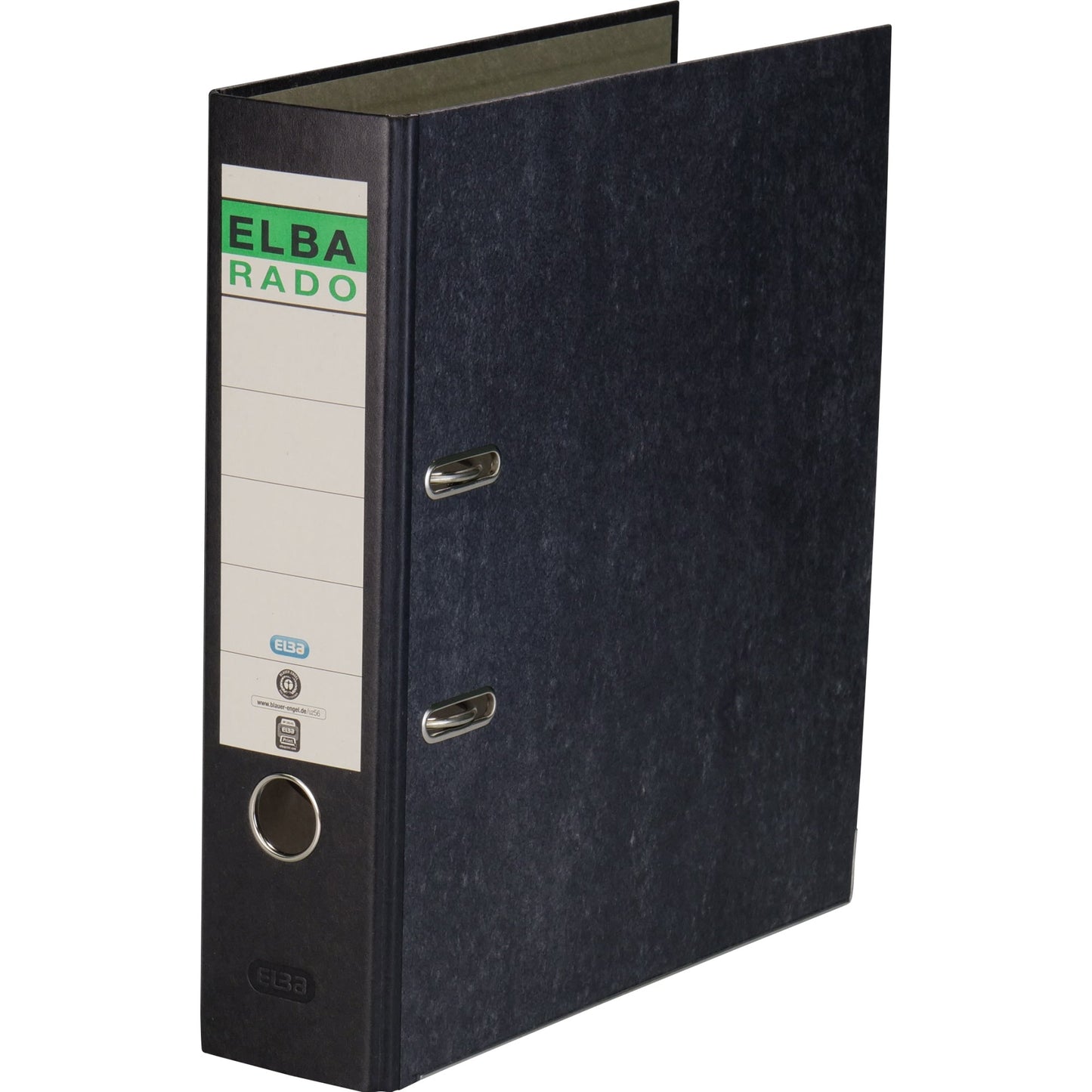 ELBA Ordner rado 80mm DIN A4 Rückenschild: geklebt mit Schlitzen Werkstoff: Pappe Material außen: Papier Material innen: Papier schwarz