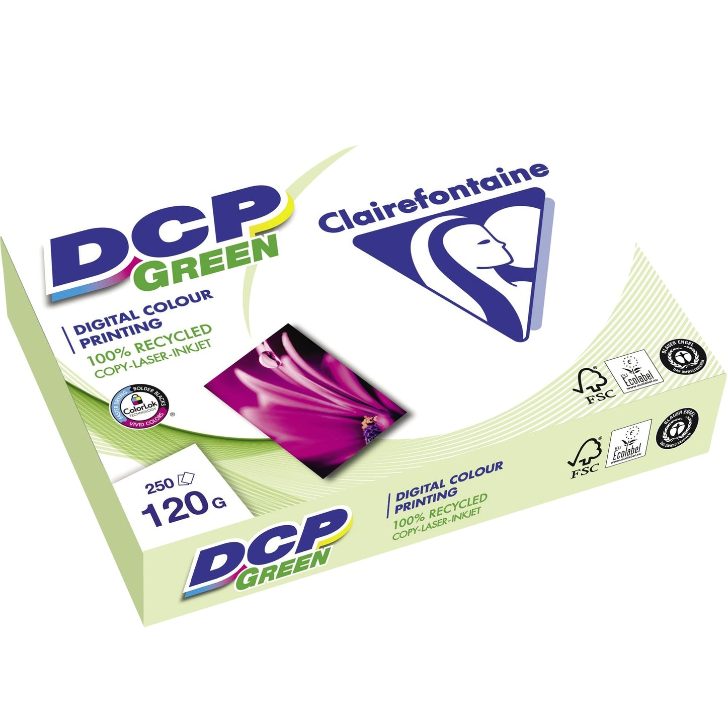 Clairefontaine Kopierpapier DCP GREEN DIN A4 120g/m² 100 % recycelt weiß 250 Bl./Pack.