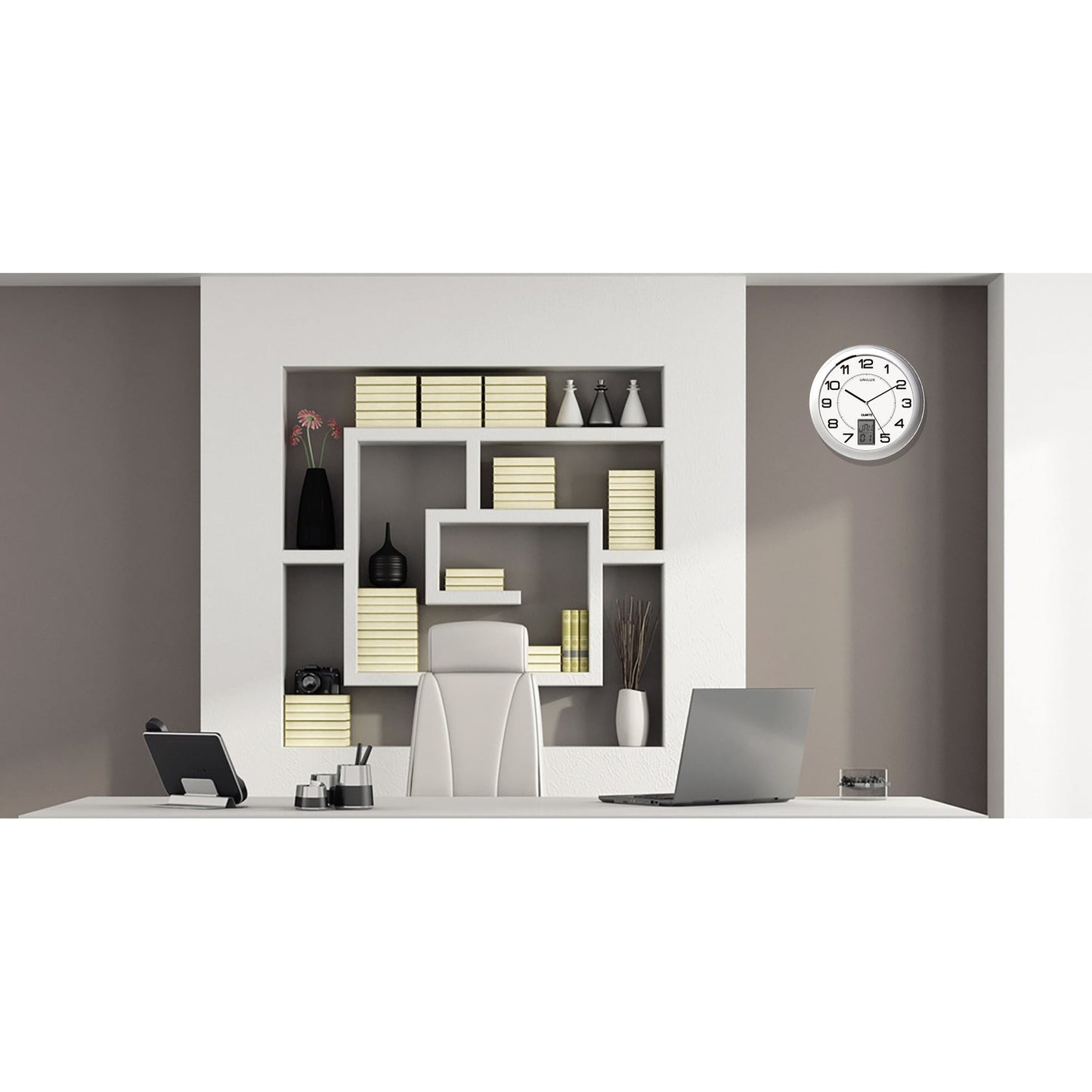 UNILUX Wanduhr Instinct 30,5 x 4 cm (Ø x T) 30,5cm Kunststoff metallgrau