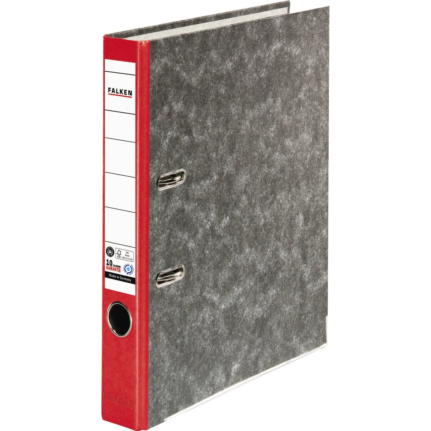 Falken Ordner 50mm DIN A4 Rückenschild: geklebt mit Schlitzen Werkstoff: Pappe Material außen: Papier Material innen: Papier rot