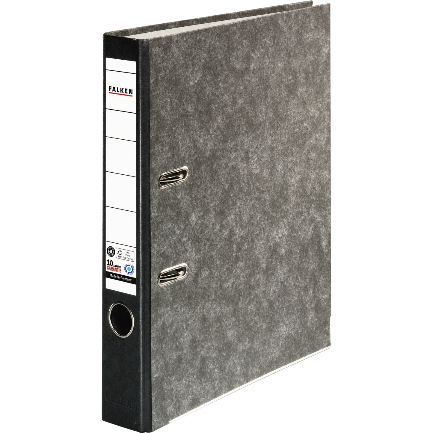 Falken Ordner 50mm DIN A4 Rückenschild: geklebt mit Schlitzen Werkstoff: Pappe Material außen: Papier Material innen: Papier schwarz