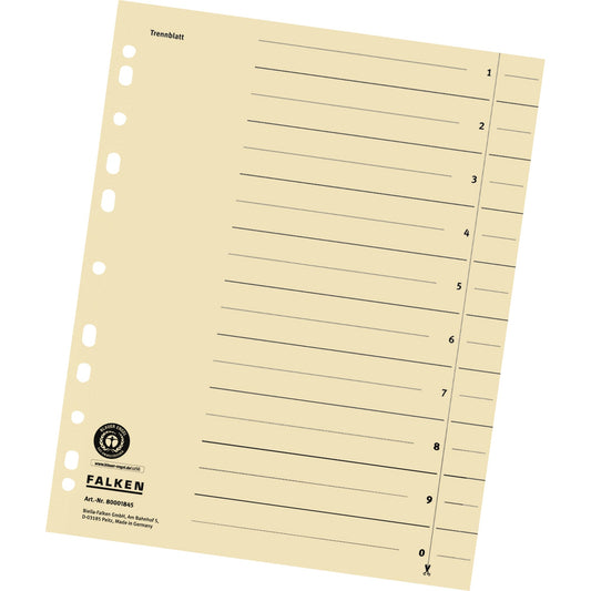 Falken Trennblatt DIN A4 Kraftkarton, recycelt chamois 100 St./Pack.