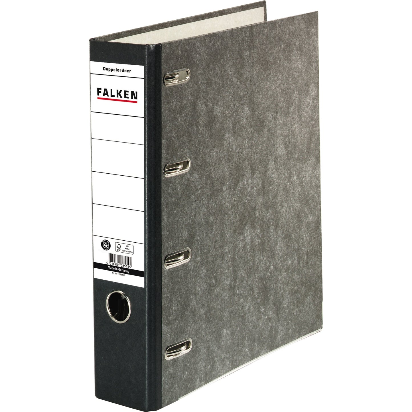 Falken Doppelordner 70mm 2 x DIN A5 quer Rückenschild: geklebt Hebelmechanik Pappe Wolkenmarmor schwarz