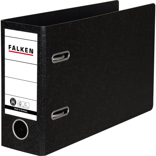 Falken Ordner 80mm DIN A5 quer Rückenschild: geklebt mit Schlitzen Werkstoff: Hartpappe schwarz