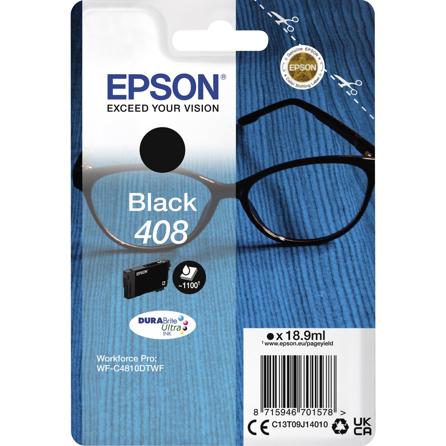Epson Tintenpatrone Originalzubehör 408 ca. 1.100 Seiten schwarz 18,9ml