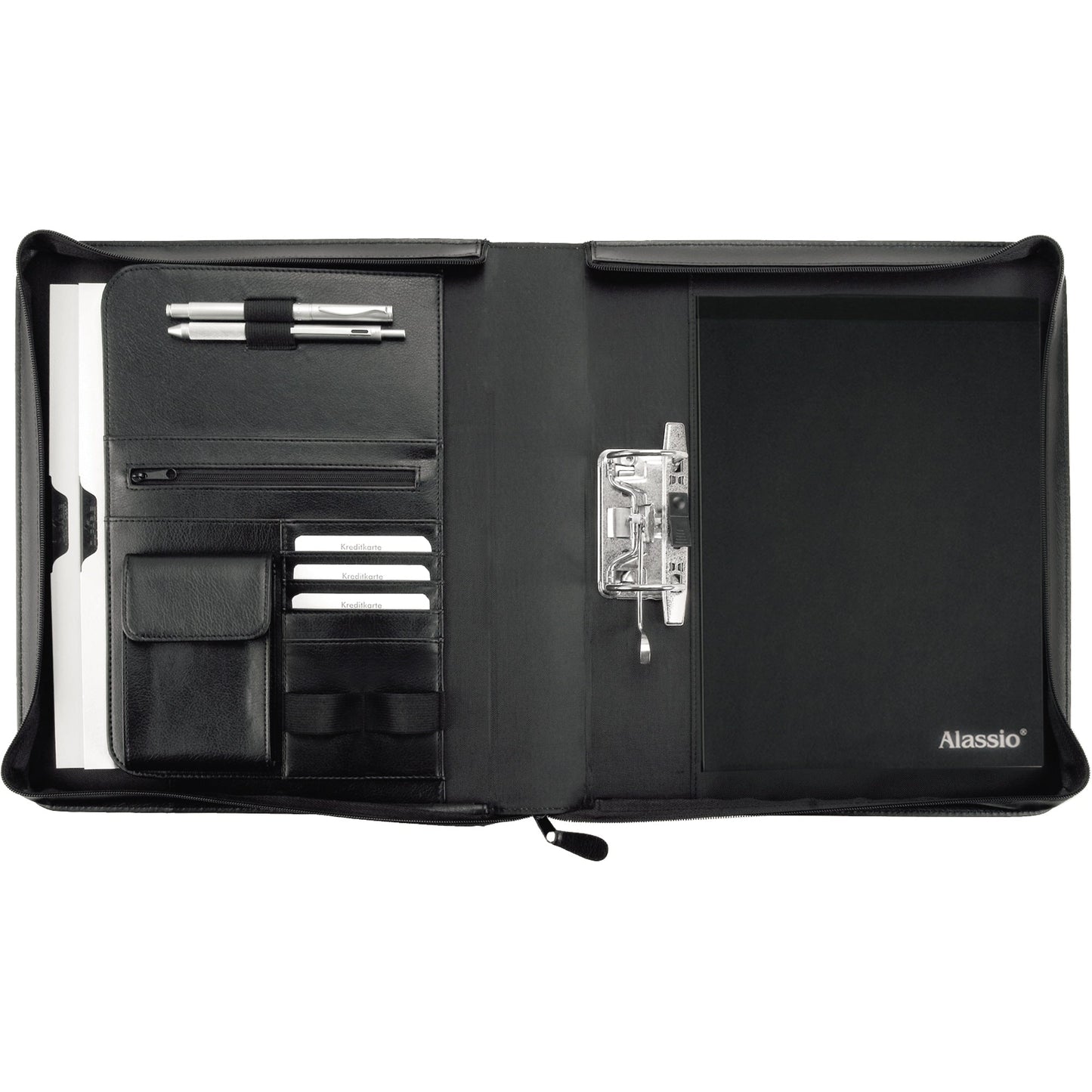 Alassio® Schreibmappe BERGAMO 37 x 31 x 6,5 cm (B x H x T) Lederimitat schwarz