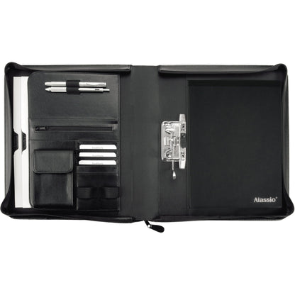 Alassio® Schreibmappe BERGAMO 37 x 31 x 6,5 cm (B x H x T) Lederimitat schwarz