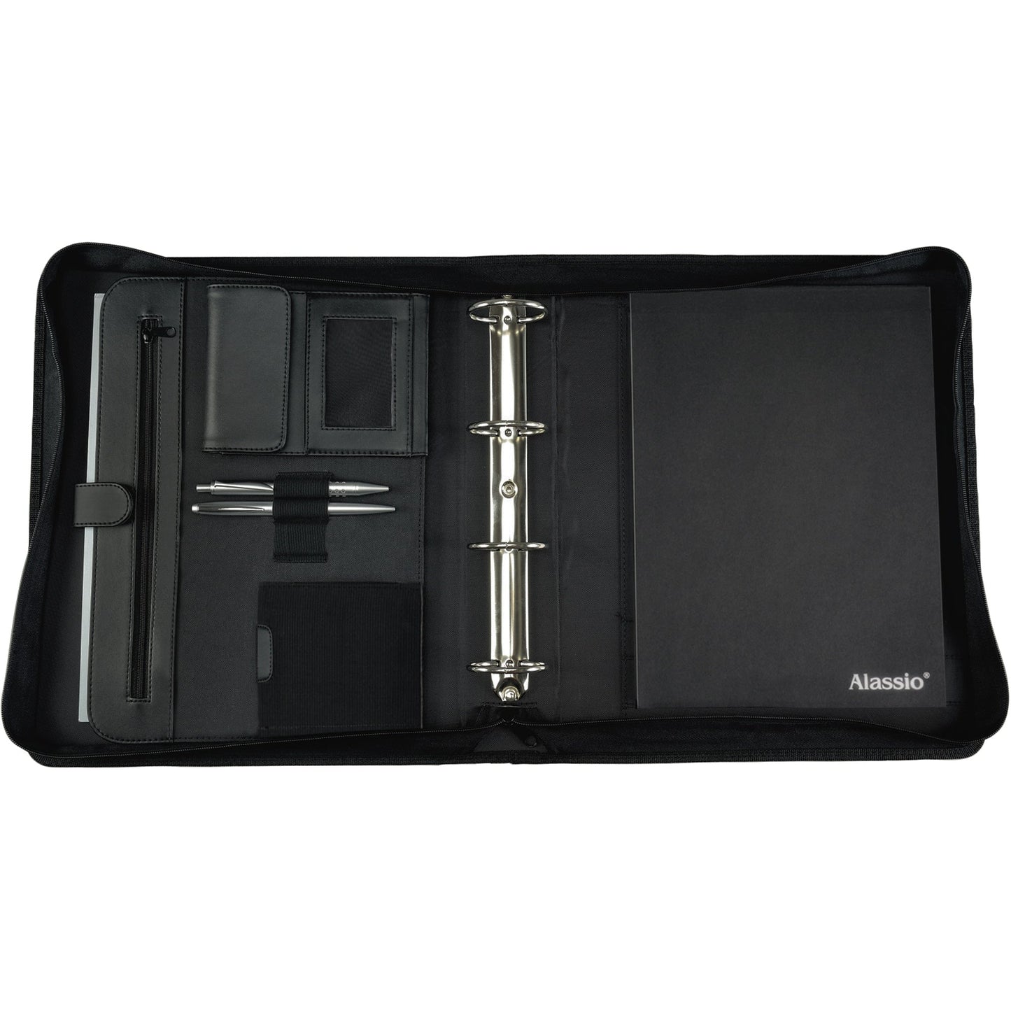 Alassio® Schreibmappe AREZZO 30 x 36 x 6 cm (B x H x T) Lederimitat schwarz