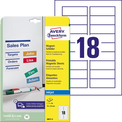 Avery Zweckform Magnetschild 78 x 28 mm (B x H) Metall weiß 90 St./Pack.