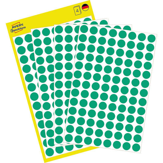 Avery Zweckform Markierungspunkt 8mm Papier grün 416 Etik./Pack.
