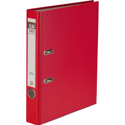 ELBA Ordner rado brillant 50mm DIN A4 Rückenschild: einsteckbar mit Schlitzen Werkstoff: Pappe Material außen: Acrylat/Papier Material innen: Papier rot