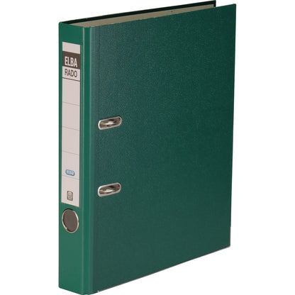 ELBA Ordner rado brillant 50mm DIN A4 Rückenschild: einsteckbar mit Schlitzen Werkstoff: Pappe Material außen: Acrylat/Papier Material innen: Papier grün