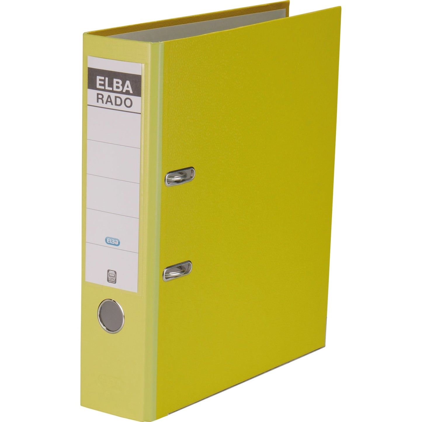 ELBA Ordner rado brillant 80mm DIN A4 Rückenschild: einsteckbar mit Schlitzen Werkstoff: Pappe Material außen: Acrylat/Papier Material innen: Papier gelb