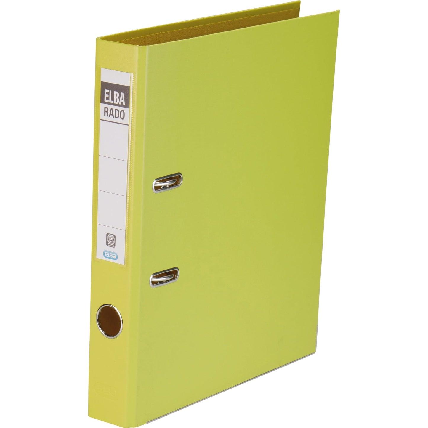 ELBA Ordner rado plast 50mm DIN A4 Rückenschild: einsteckbar mit Schlitzen Werkstoff: Pappe Material außen: PVC Material innen: PVC gelb