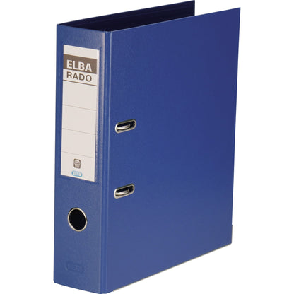 ELBA Ordner rado plast 80mm DIN A4 Rückenschild: einsteckbar mit Schlitzen Werkstoff: Pappe Material außen: PVC Material innen: PVC blau