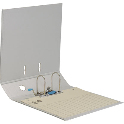 ELBA Ordner rado plast 80mm DIN A4 Rückenschild: einsteckbar mit Schlitzen Werkstoff: Pappe Material außen: PVC Material innen: PVC grau