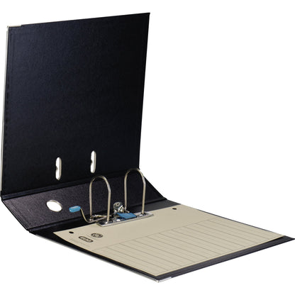 ELBA Ordner rado plast 80mm DIN A4 Rückenschild: einsteckbar mit Schlitzen Werkstoff: Pappe Material außen: PVC Material innen: PVC schwarz